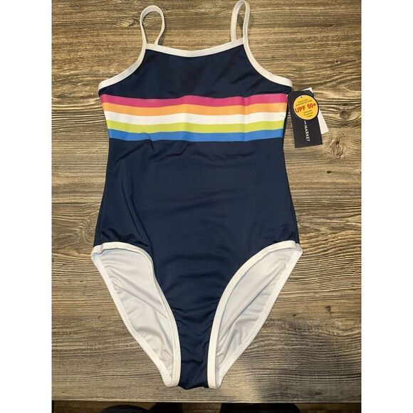Melrose And Market Rainbow Stripe One-Piece Swimsuit. Girls Size 12. NWT. N - Picture 1 of 8